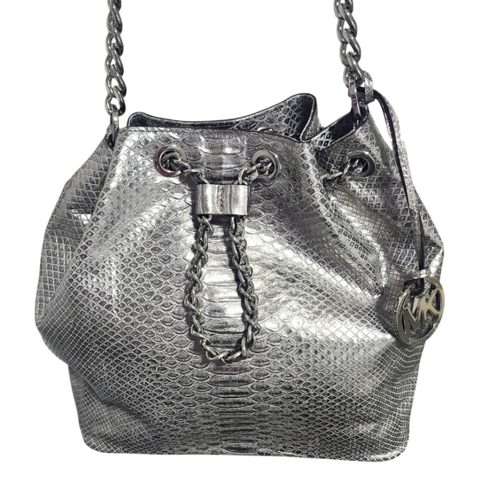 NEW Michael Kors Silver Croc Frankie Bag